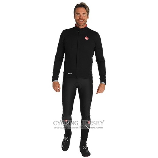 2019 Cycling Jersey Castelli De Black Red Long Sleeve And Bib Tight